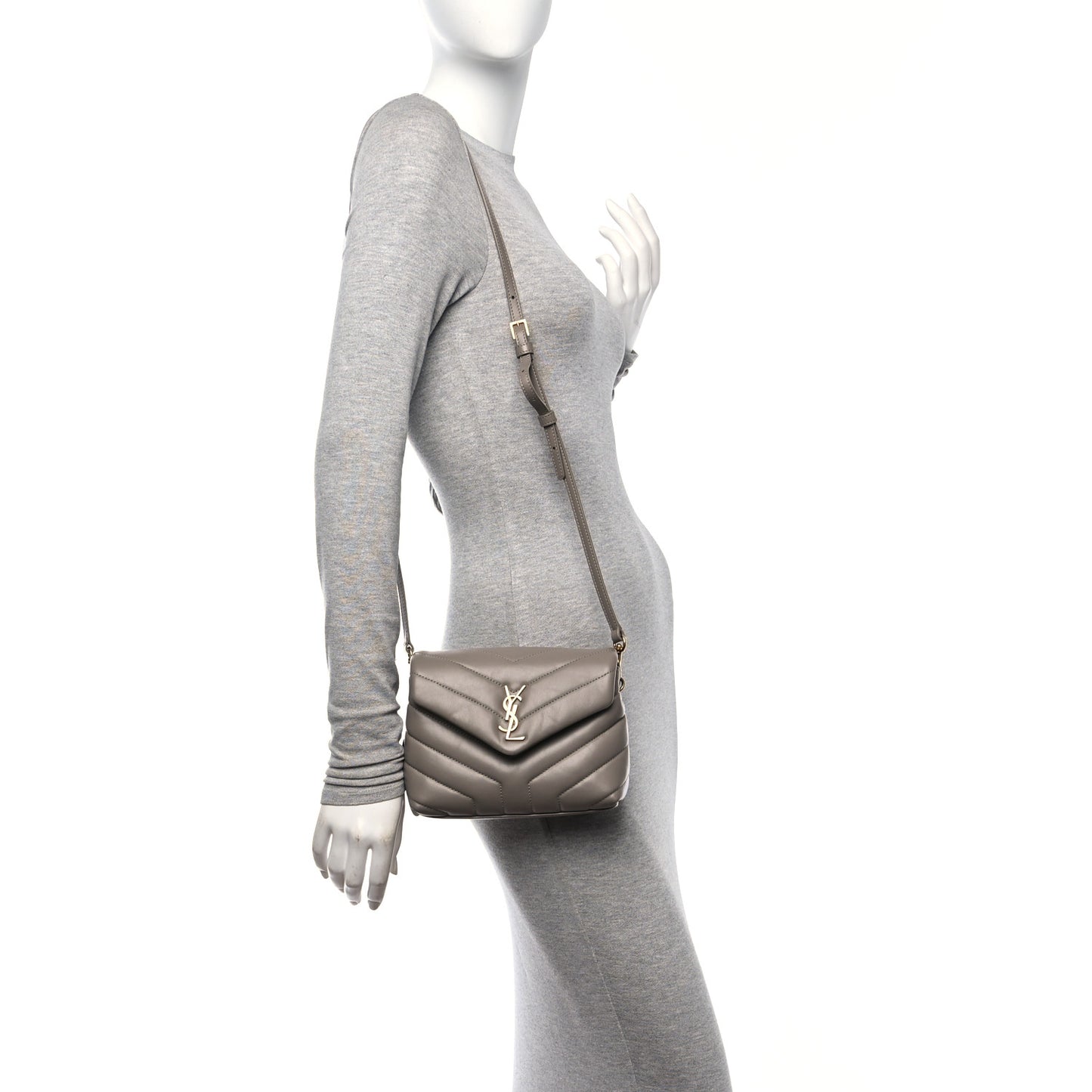 Calfskin Y Quilted Monogram Toy Loulou Crossbody Bag Dark Beige