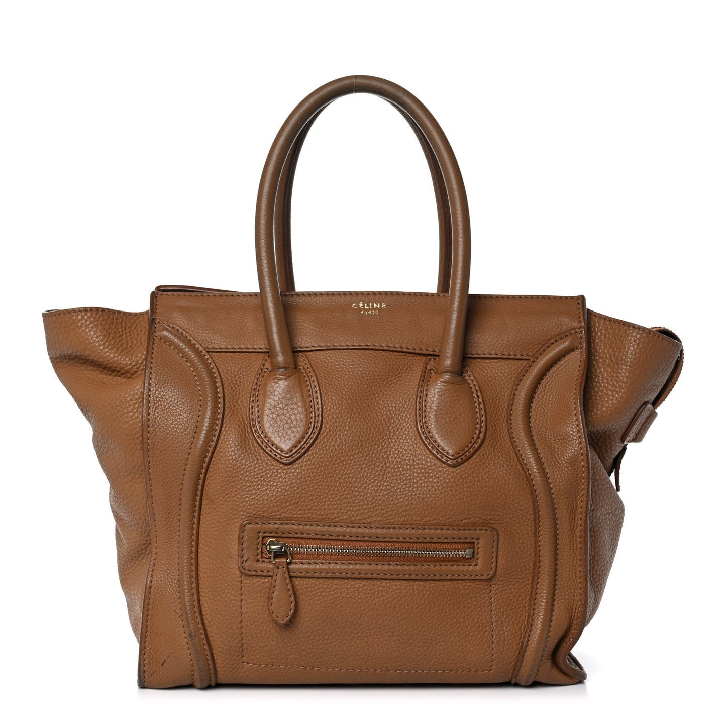 Drummed Calfskin Mini Luggage Camel