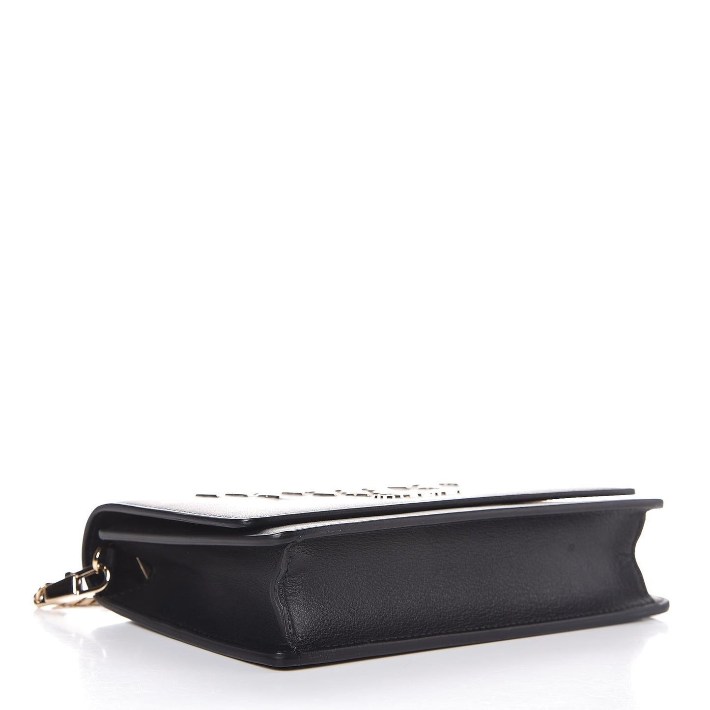 Calfskin Triangle Studded Pandora Chain Wallet Black
