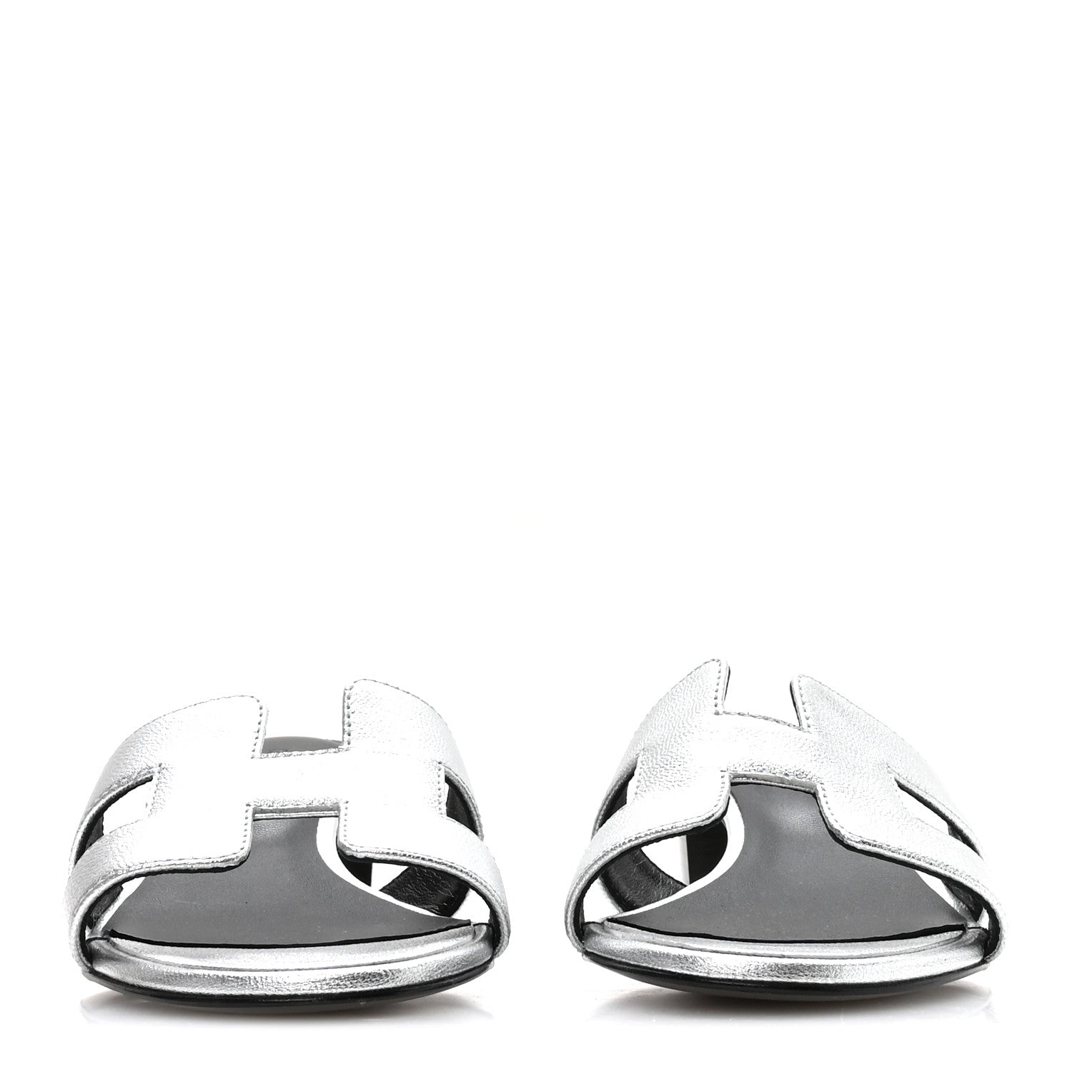 Hermes Metallic Goatskin Oasis Sandals 36.5 Gris Argente 3 of 8