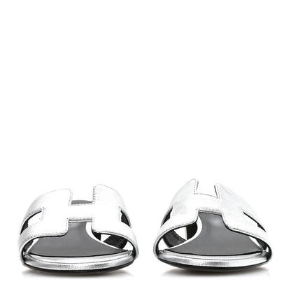 Hermes Metallic Goatskin Oasis Sandals 36.5 Gris Argente 3 of 8