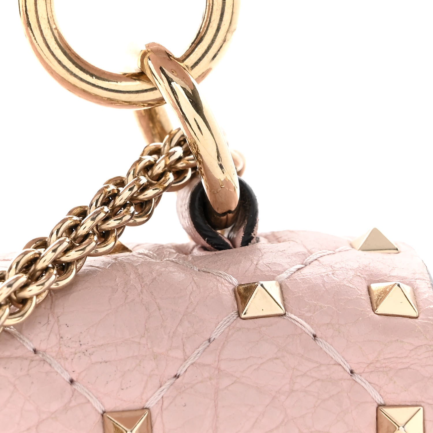 Valentino Garavani Craquele Nappa Medium Rockstud Spike Shoulder Bag Water Rose 17 of 18
