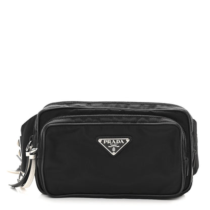 Prada Tessuto Nylon Studded Belt Bag Black White 1 of 10