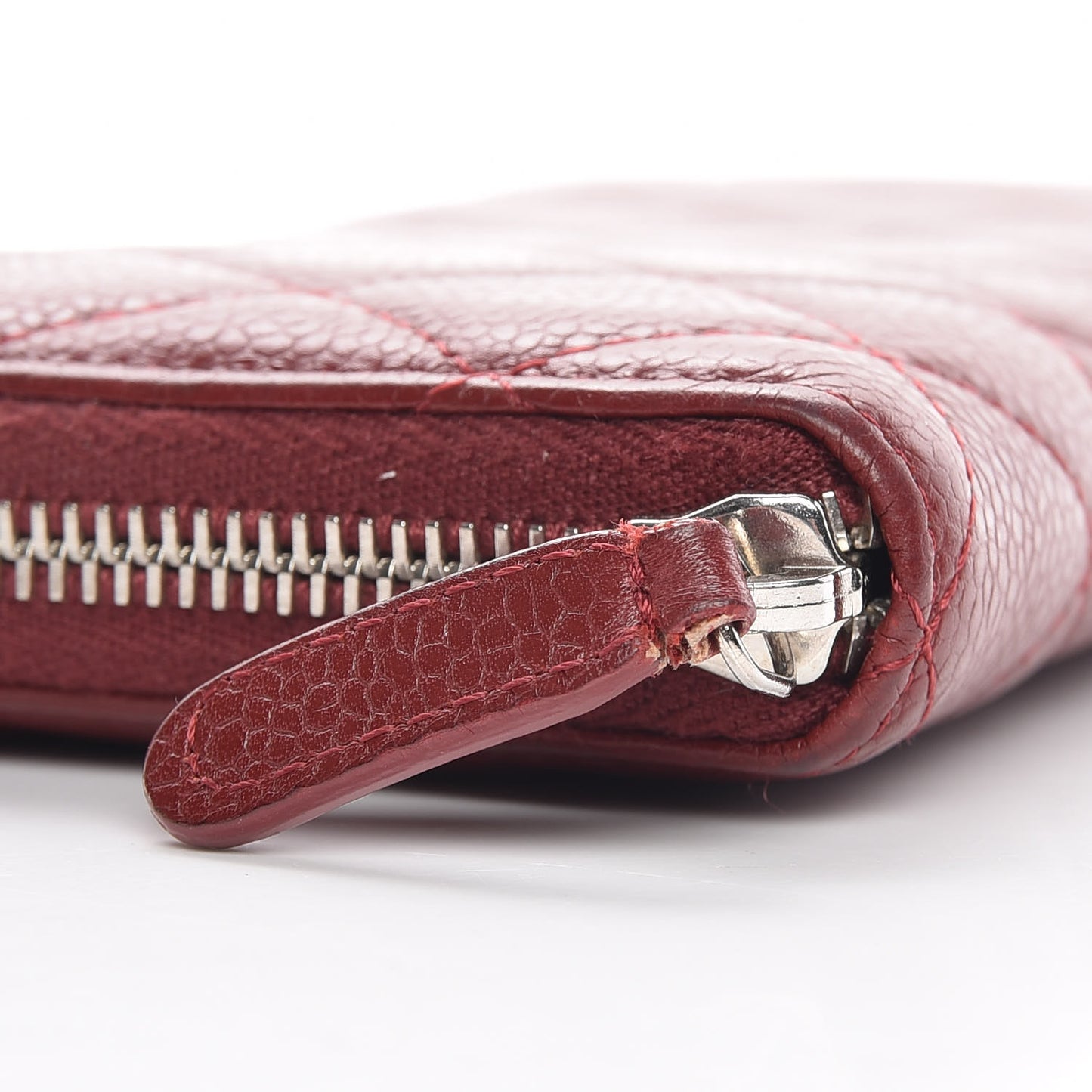 Caviar Quilted Large Gusset Zip Around Wallet Red