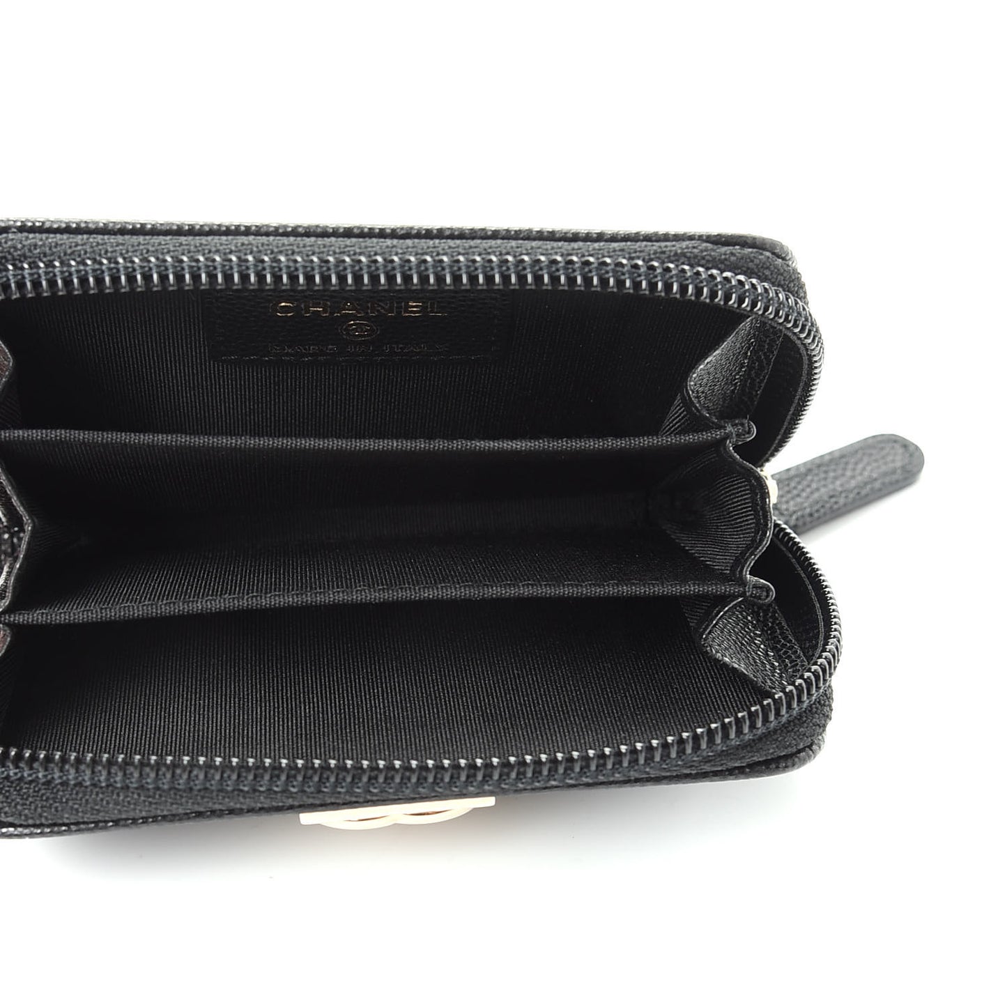 Caviar Quilted Boy Zip Around Coin Purse Wallet Black