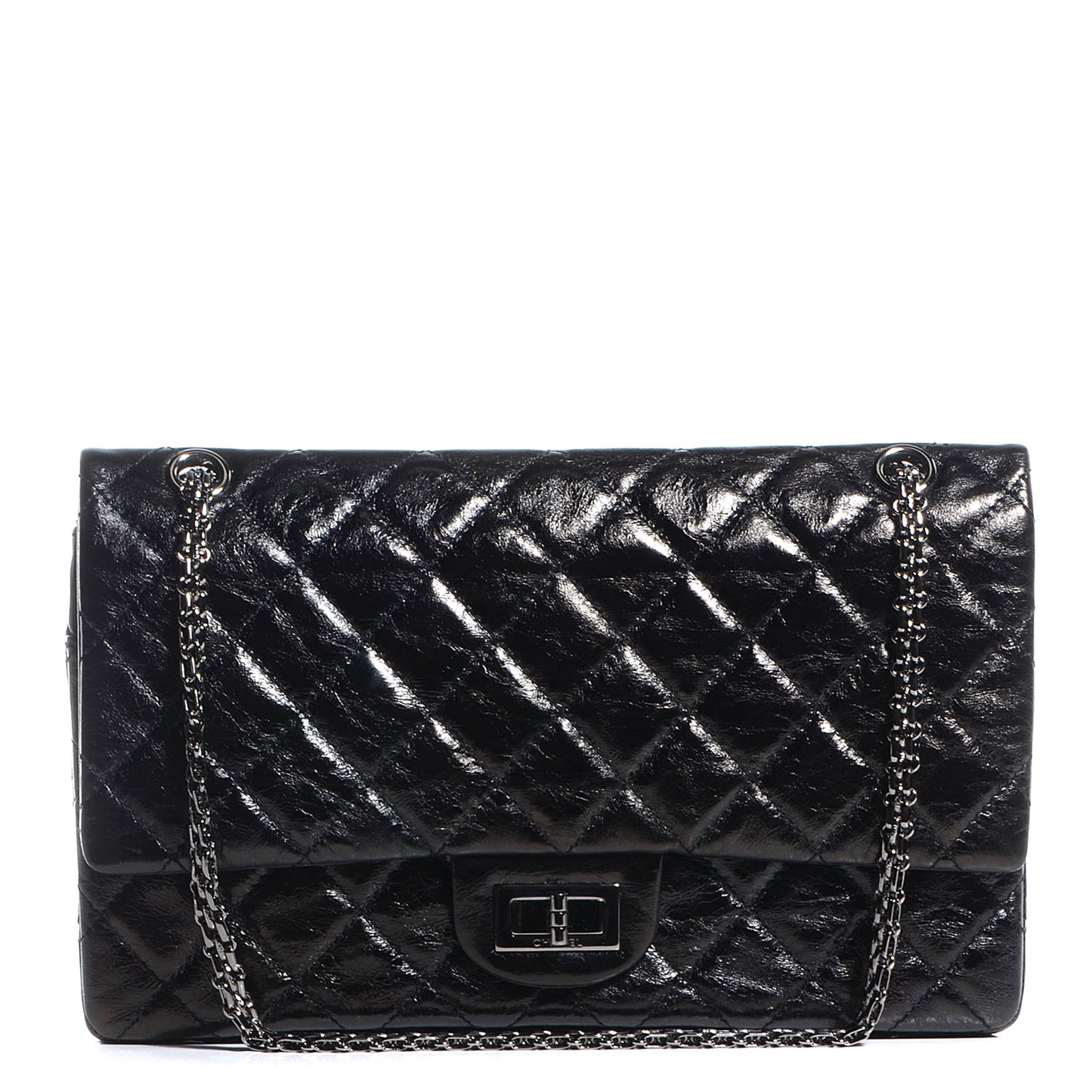 Glazed Calfskin 2.55 Reissue 227 Flap Black