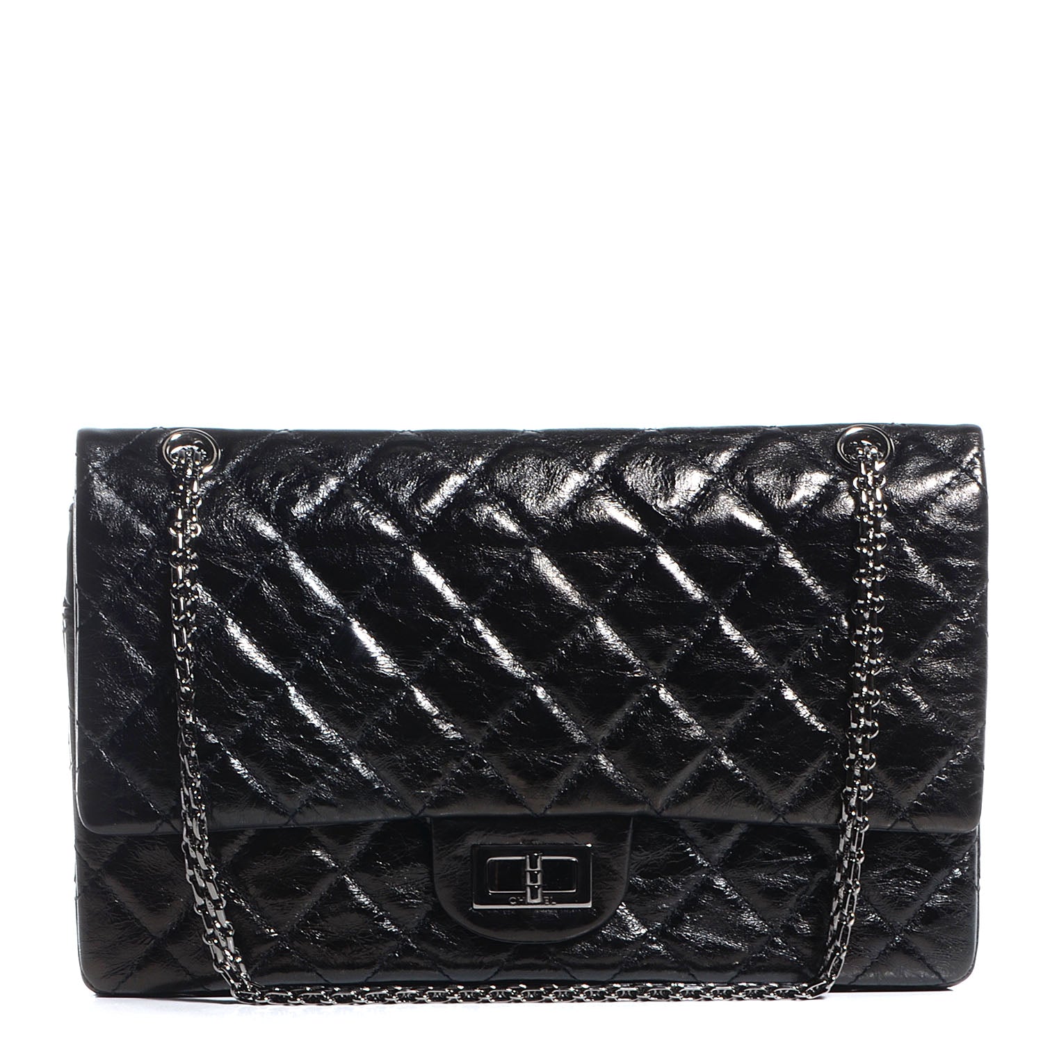 Chanel Glazed Calfskin 2.55 Reissue 227 Flap Black 1 of 9