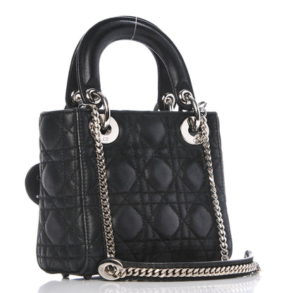 Christian Dior Metallic Calfskin Cannage Mini Lady Dior Black 3 of 9