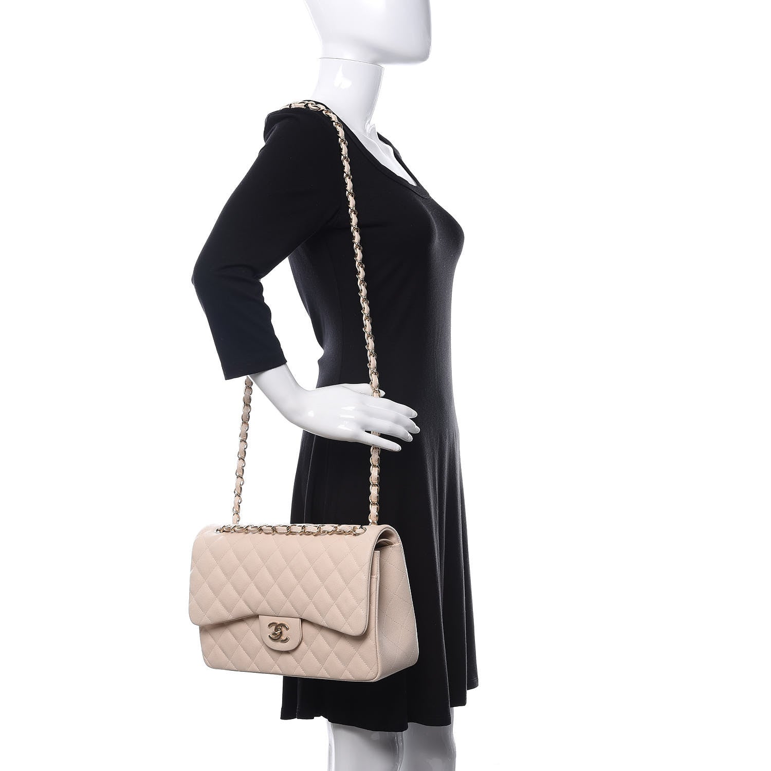 Chanel Caviar Quilted Jumbo Double Flap Beige Clair 2 of 10