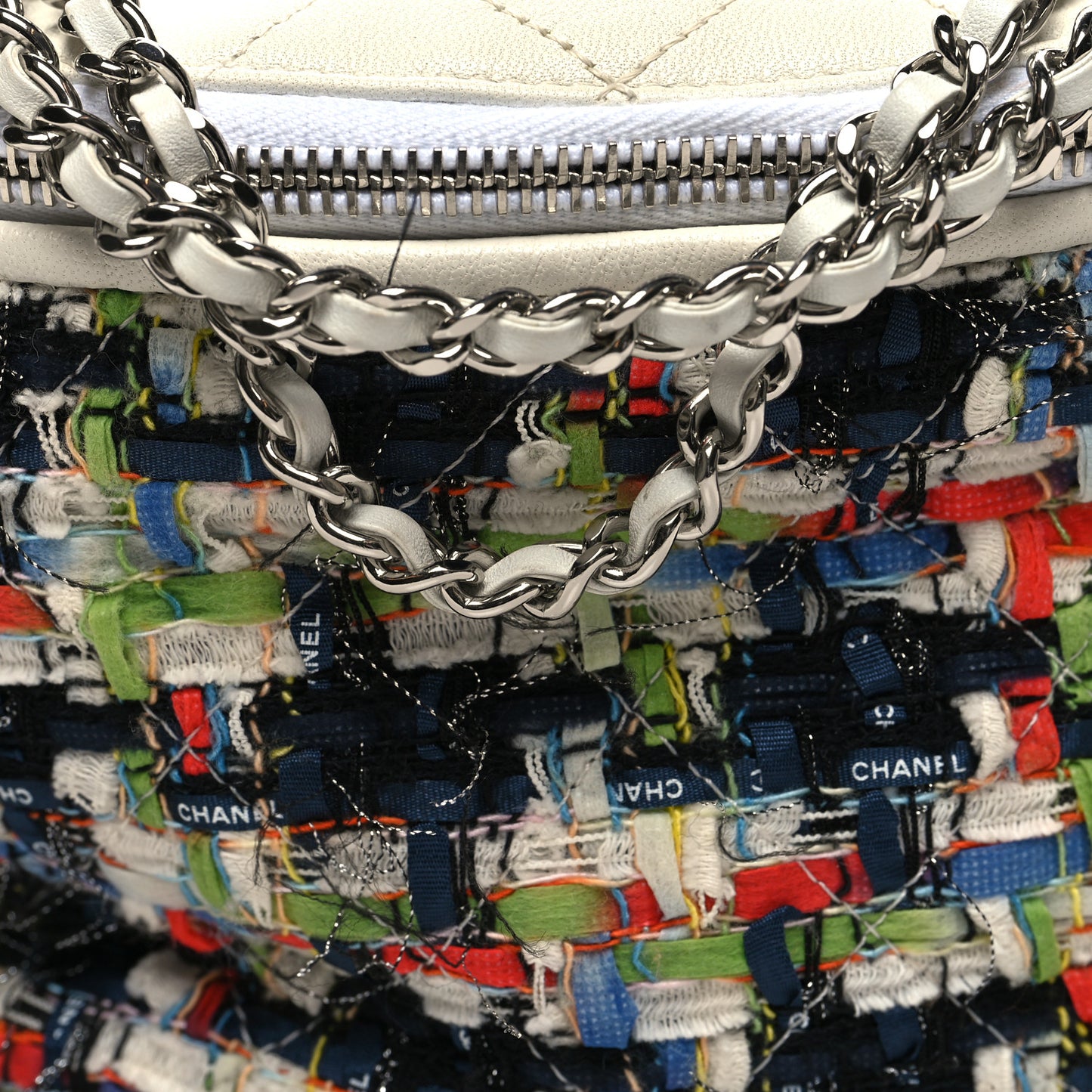 Lambskin Tweed Waist Bag Ecru Red Blue
