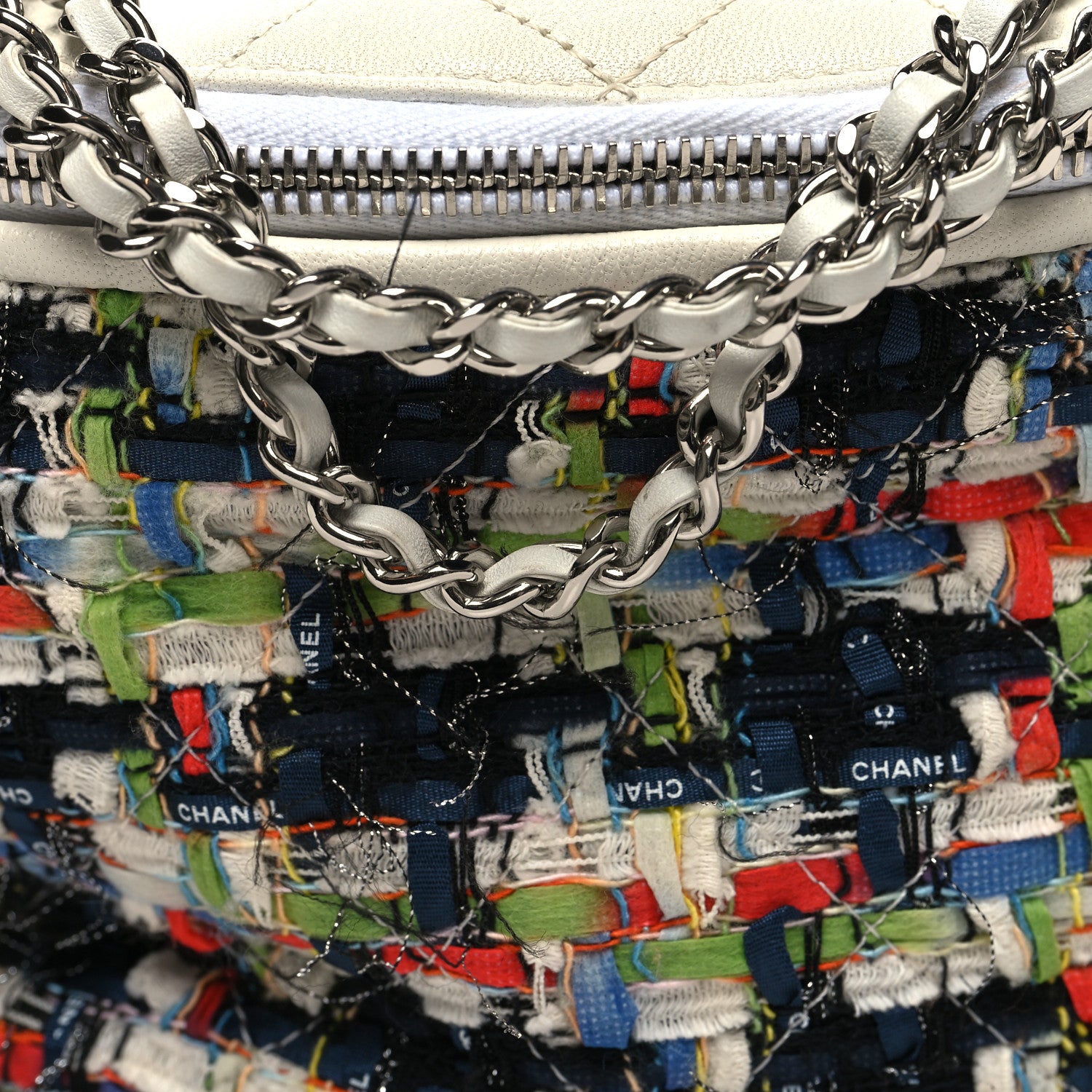 Chanel Lambskin Tweed Waist Bag Ecru Red Blue 7 of 9