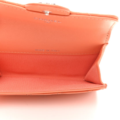 Chanel Lambskin Quilted Flap Card Holder Wallet Orange 5 of 8