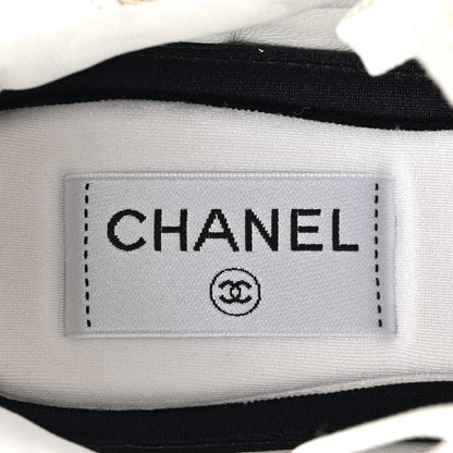 Chanel Laminated Calfskin Suede Quilted Womens CC Sneakers 37 Gold 8 of 10
