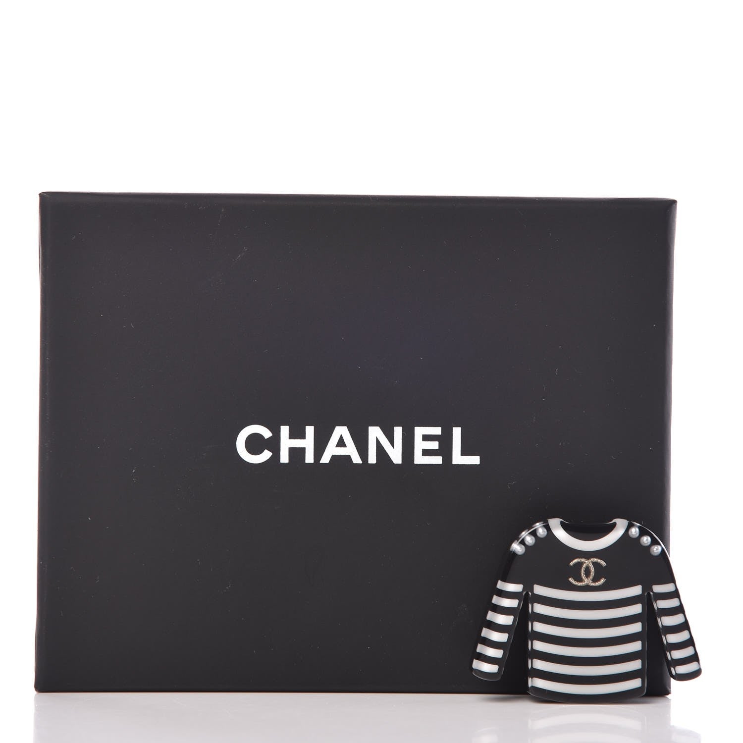 Chanel Resin Sweater CC Brooch Black White 6 of 6