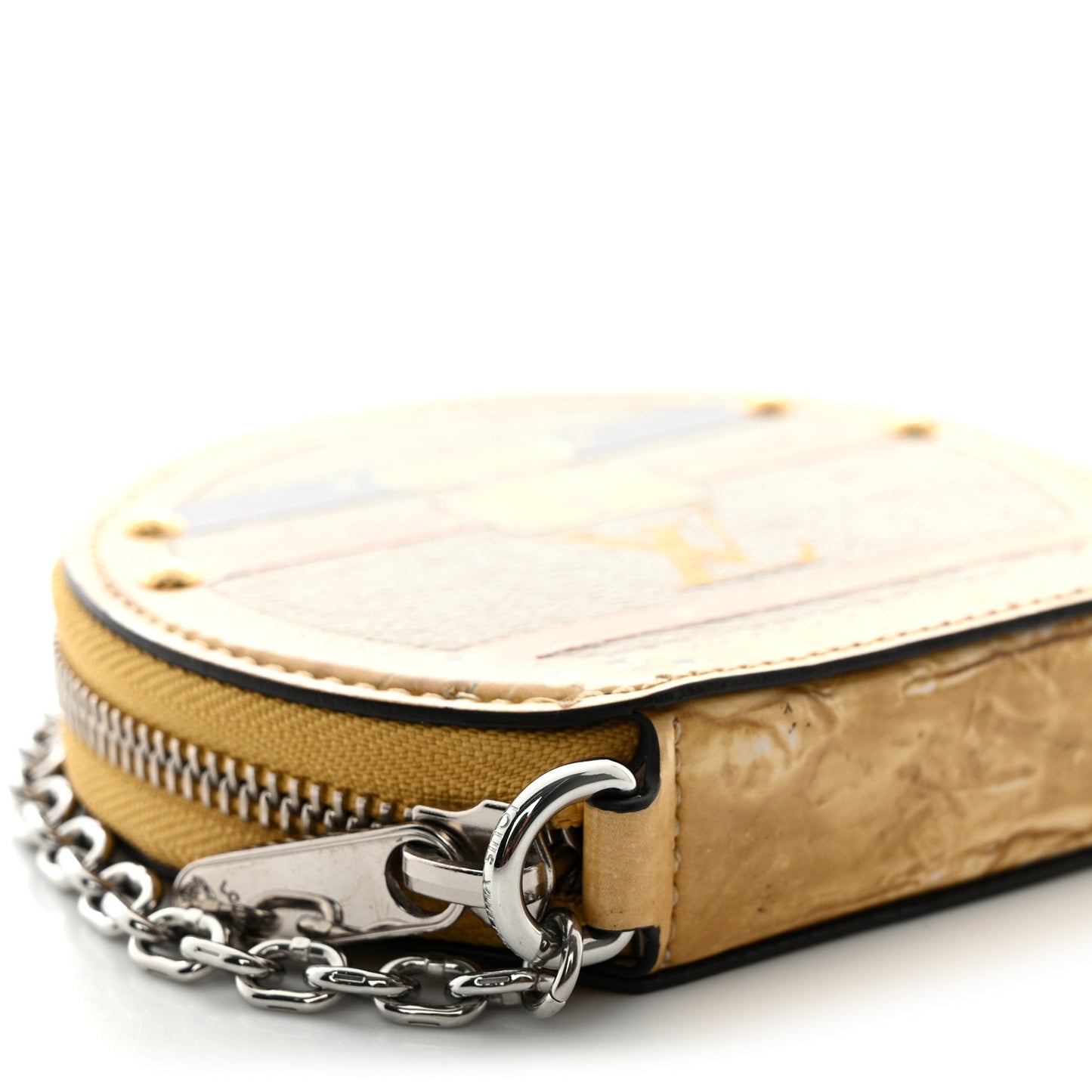 Transformed Monogram Time Trunks Micro Boite Chapeau Coin Purse Beige
