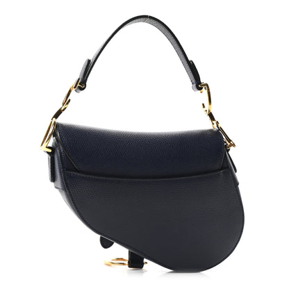 Christian Dior Grained Calfskin Mini Saddle Bag Navy 3 of 10
