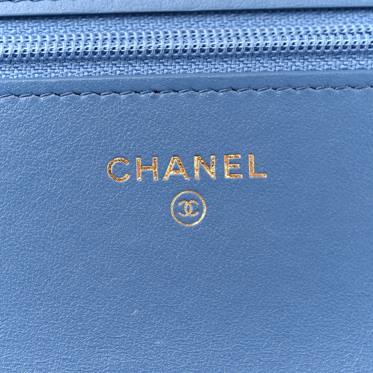 Denim Quilted Chanel 19 Wallet On Chain WOC Blue