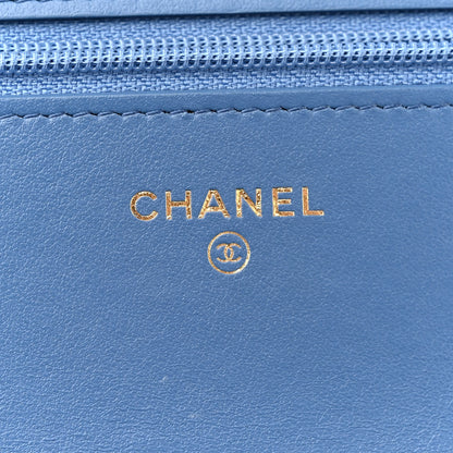 Chanel Denim Quilted Chanel 19 Wallet On Chain WOC Blue 6 of 12