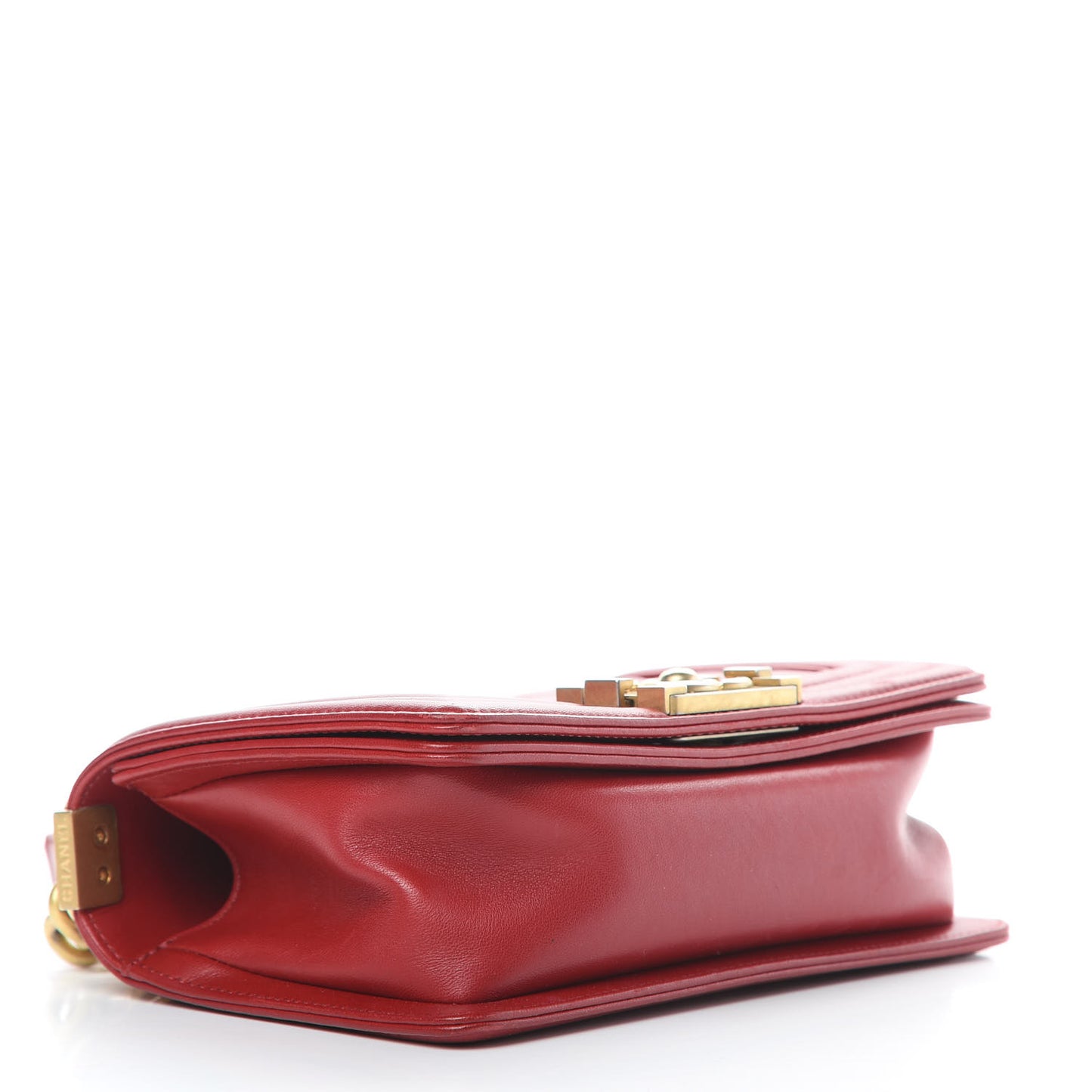 Lambskin Quilted Small Boy Flap Dark Red