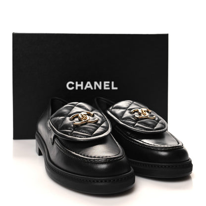 Chanel Lambskin Quilted CC Turnlock Loafers 38.5 Black 10 of 10