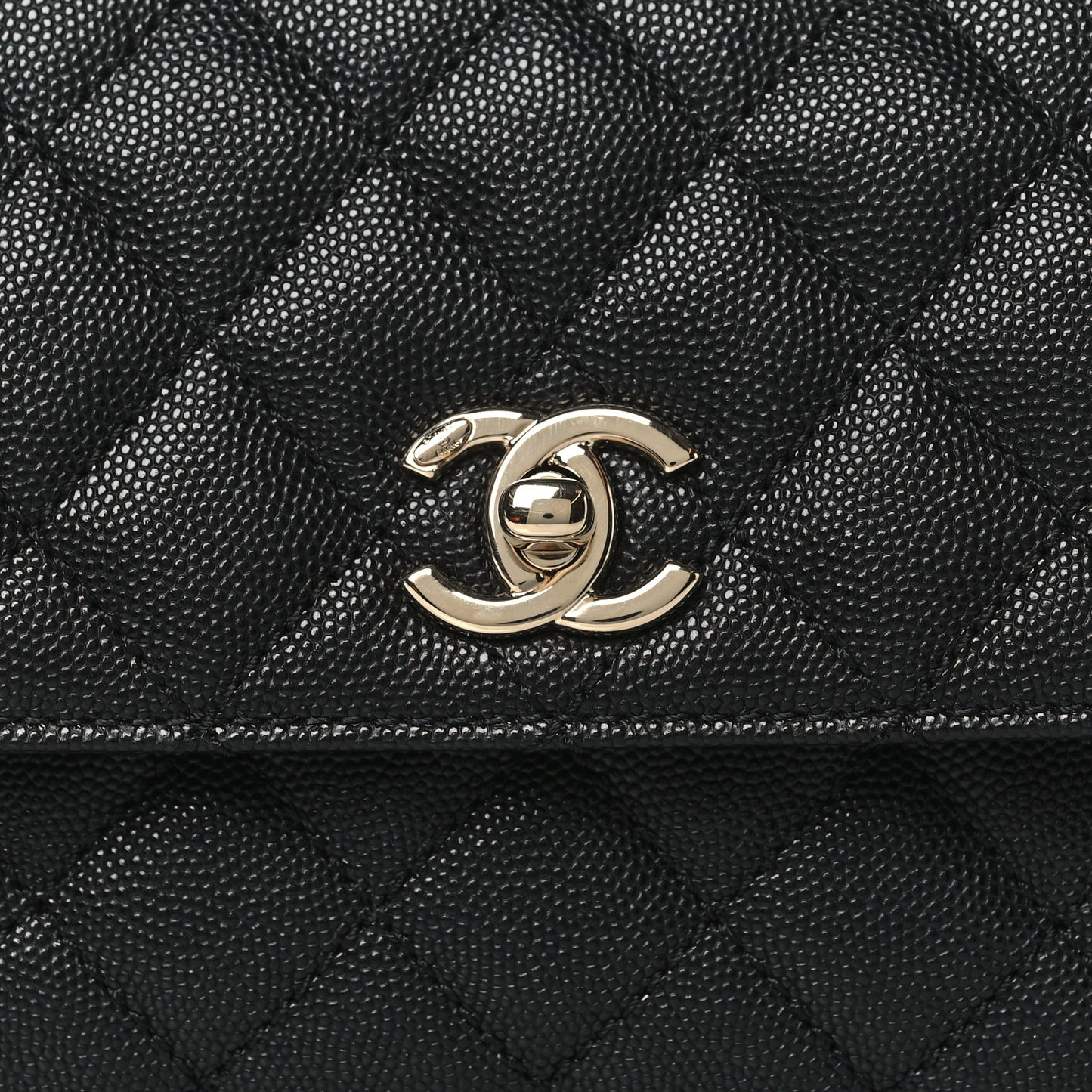 Caviar Quilted Mini Coco Handle Flap Black