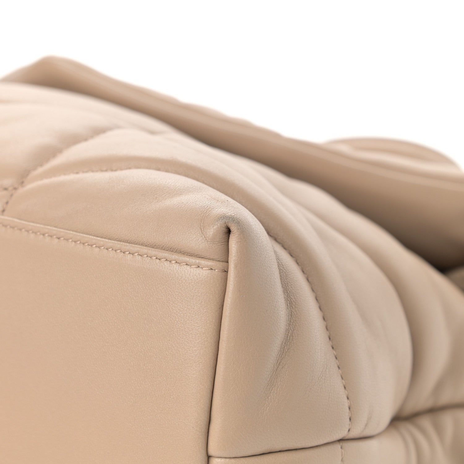 Saint Laurent Lambskin Quilted Medium Loulou Puffer Monogram Chain Satchel Dark Beige 11 of 13