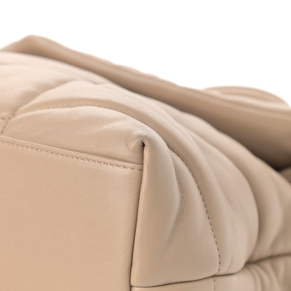 Saint Laurent Lambskin Quilted Medium Loulou Puffer Monogram Chain Satchel Dark Beige 11 of 13