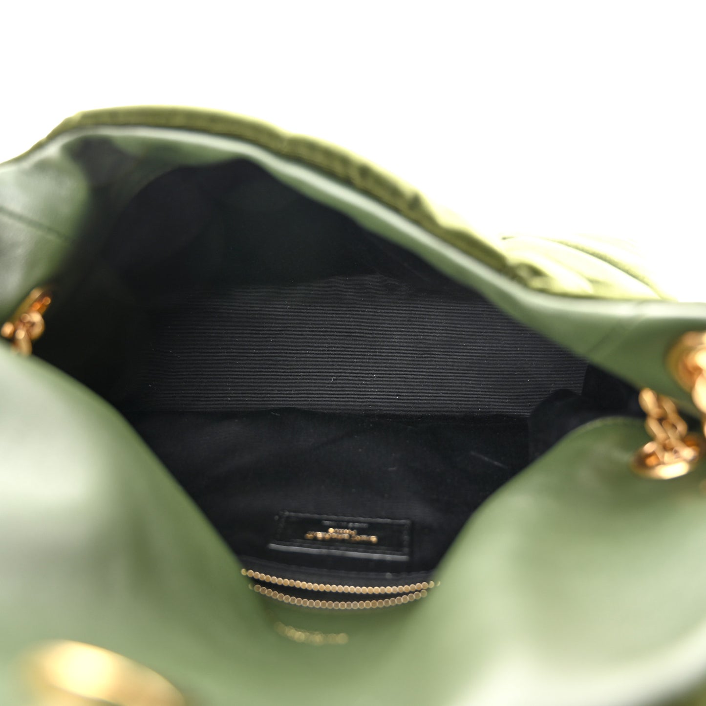 Velvet Quilted Small Loulou Puffer Monogram Chain Satchel Kaki Musk