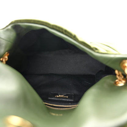 Saint Laurent Velvet Quilted Small Loulou Puffer Monogram Chain Satchel Kaki Musk 5 of 10