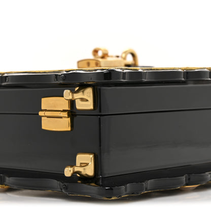 Dolce & Gabbana Plexiglass Snakeskin Cherub Box Bag Black Gold 17 of 29