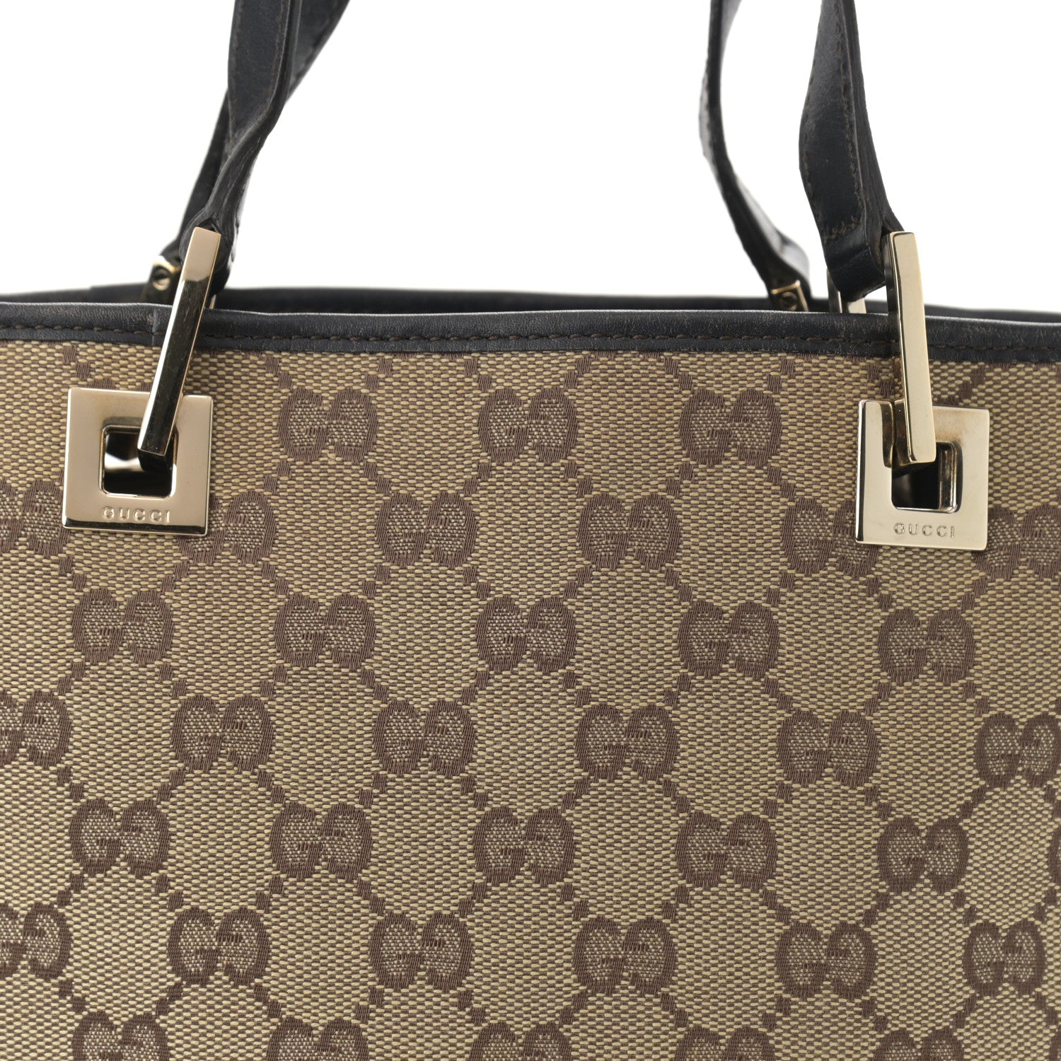 Gucci Monogram Small Bucket Tote Beige Dark Brown 7 of 12