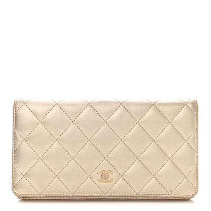 Chanel Metallic Lambskin Quilted Yen Wallet Gold 1 of 10