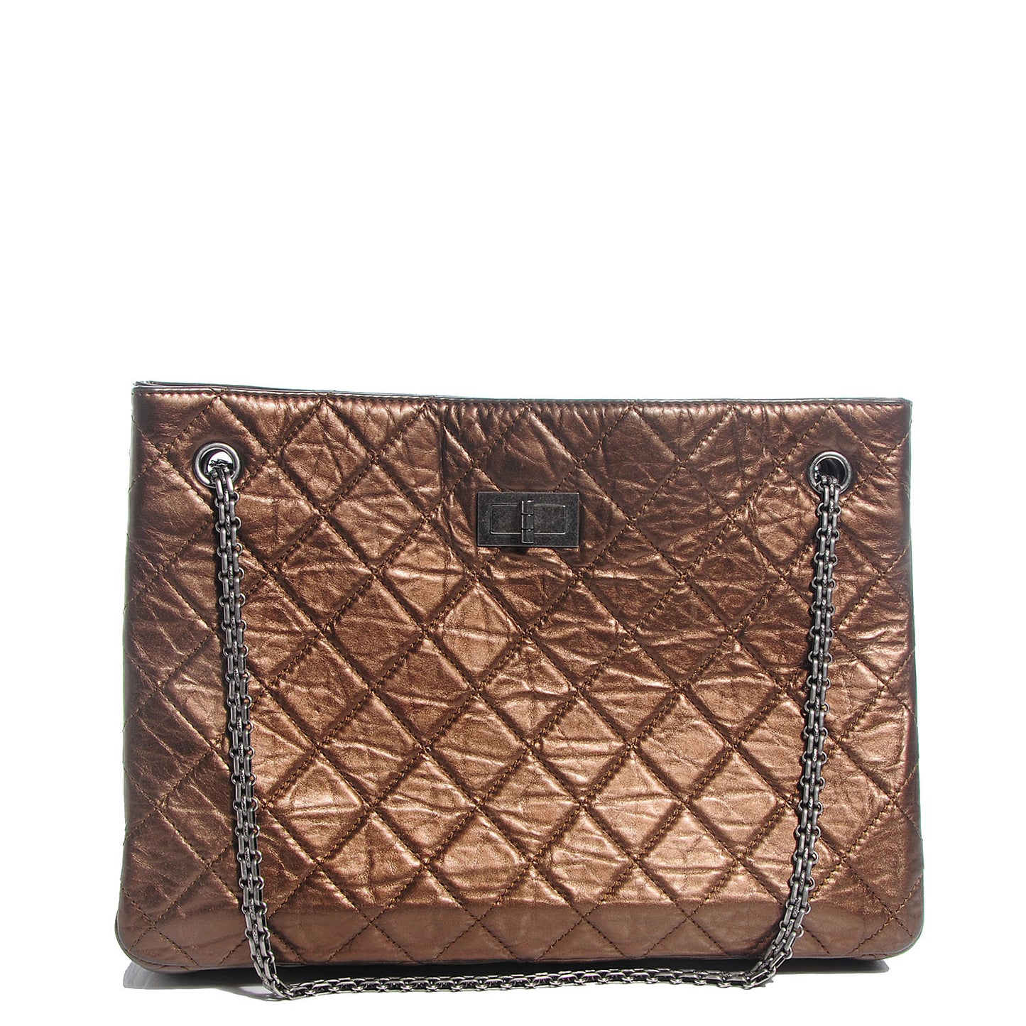 Aged Calfskin Reissue 2.55 Tote Bronze
