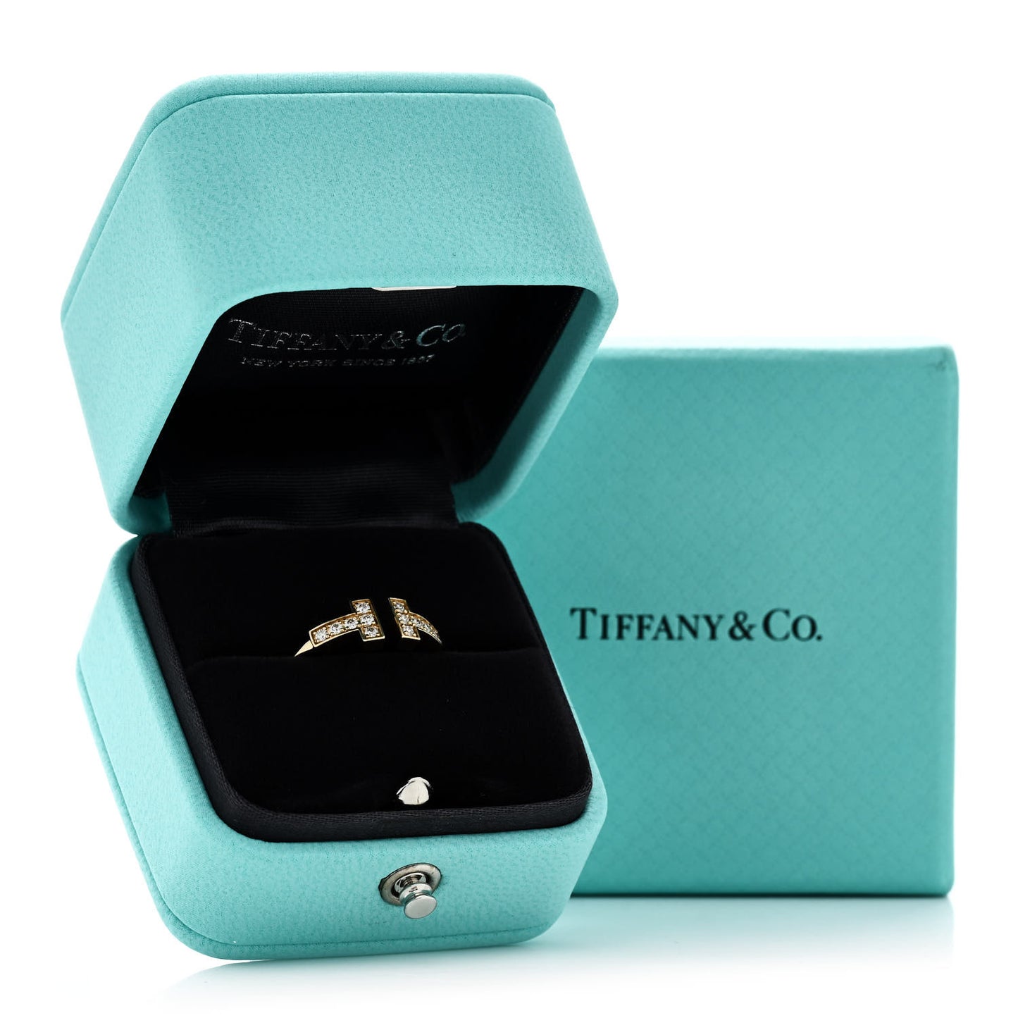 18K Yellow Gold Diamond T Wire Ring 50 5.5