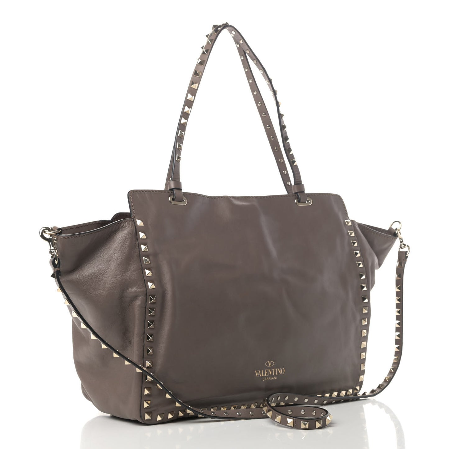 Vitello Medium Rockstud Tote Taupe