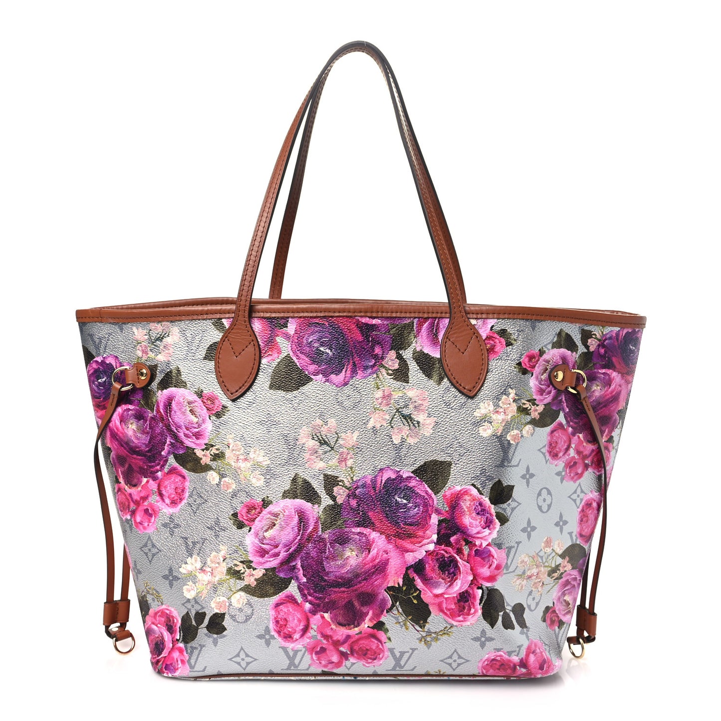 Metallic Monogram LV Garden Neverfull MM Silver