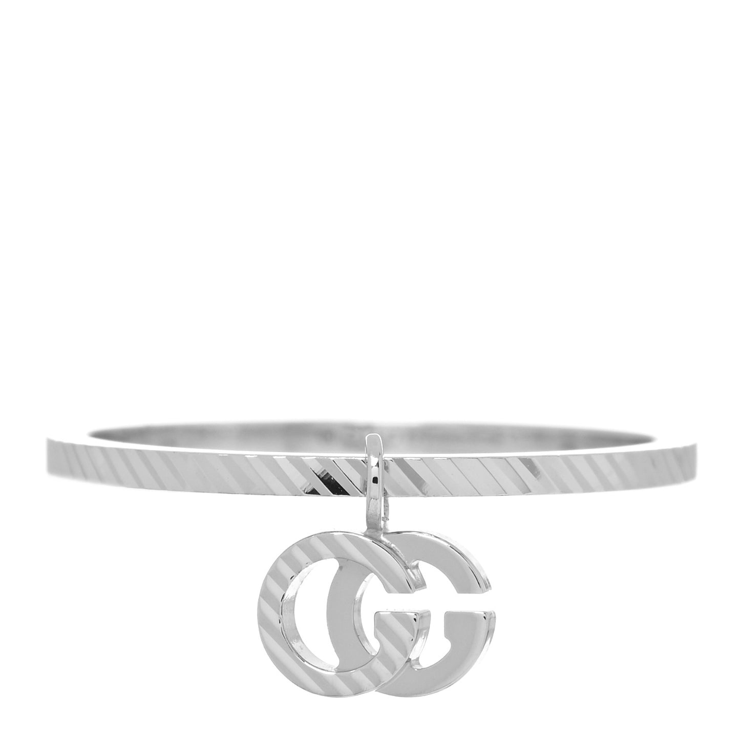 18K White Gold Running G Charm Ring 53 6.5