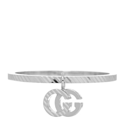 Gucci 18K White Gold Running G Charm Ring 53 6.5 1 of 5