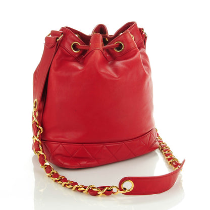 Chanel Lambskin Drawstring CC Shoulder Bag Red 4 of 16