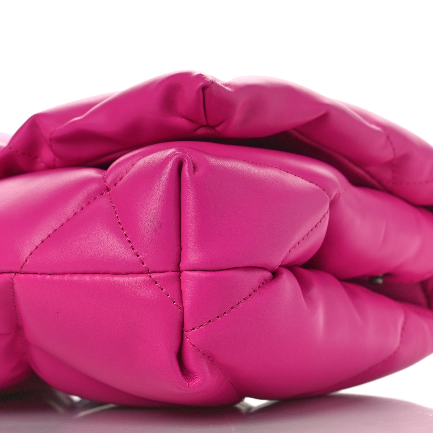 Balenciaga Nappa Calfskin Quilted Touch B Puffy Clutch Fuchsia 8 of 14