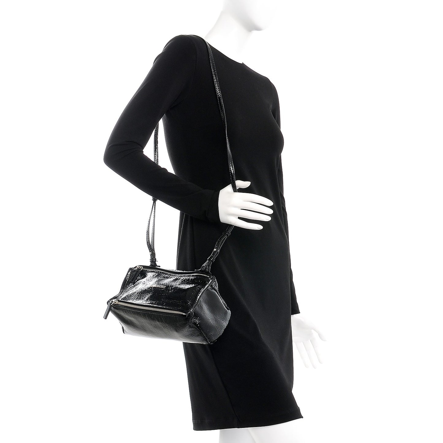 Crinkled Patent Mini Pandora Black
