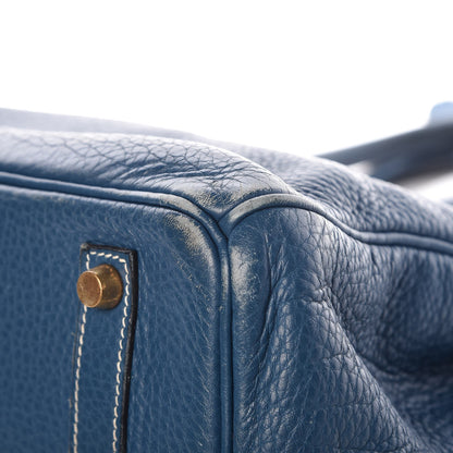 Hermes Taurillon Clemence Birkin 35 Bleu Thalassa 44 of 44
