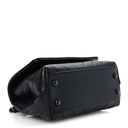 Chanel Caviar Chevron Quilted Extra Mini Coco Handle Flap So Black 4 of 11