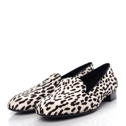 Saint Laurent Calfskin Calf Hair Corda Snow Leopard Slipper 38 Black White 3 of 11