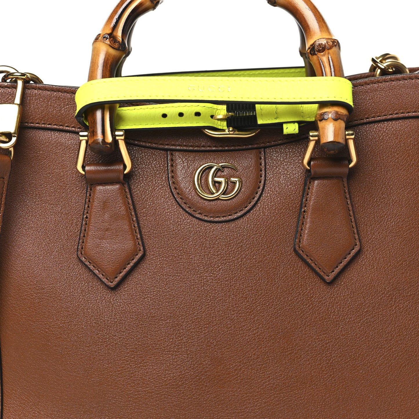 Wonka Grain Calfskin Small Diana Tote Bag Cuir Yellow Fluo