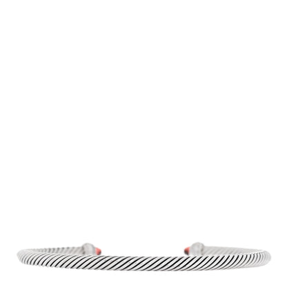 David Yurman Sterling Silver 18K Yellow Gold Garnet 4mm Cable Classics Bracelet 2 of 4