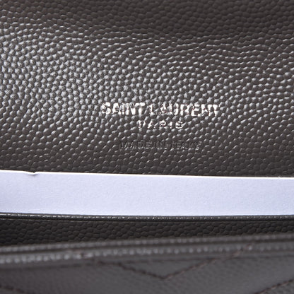 Saint Laurent Grain De Poudre Matelasse Chevron Small Monogram Envelope Wallet Earth 6 of 7