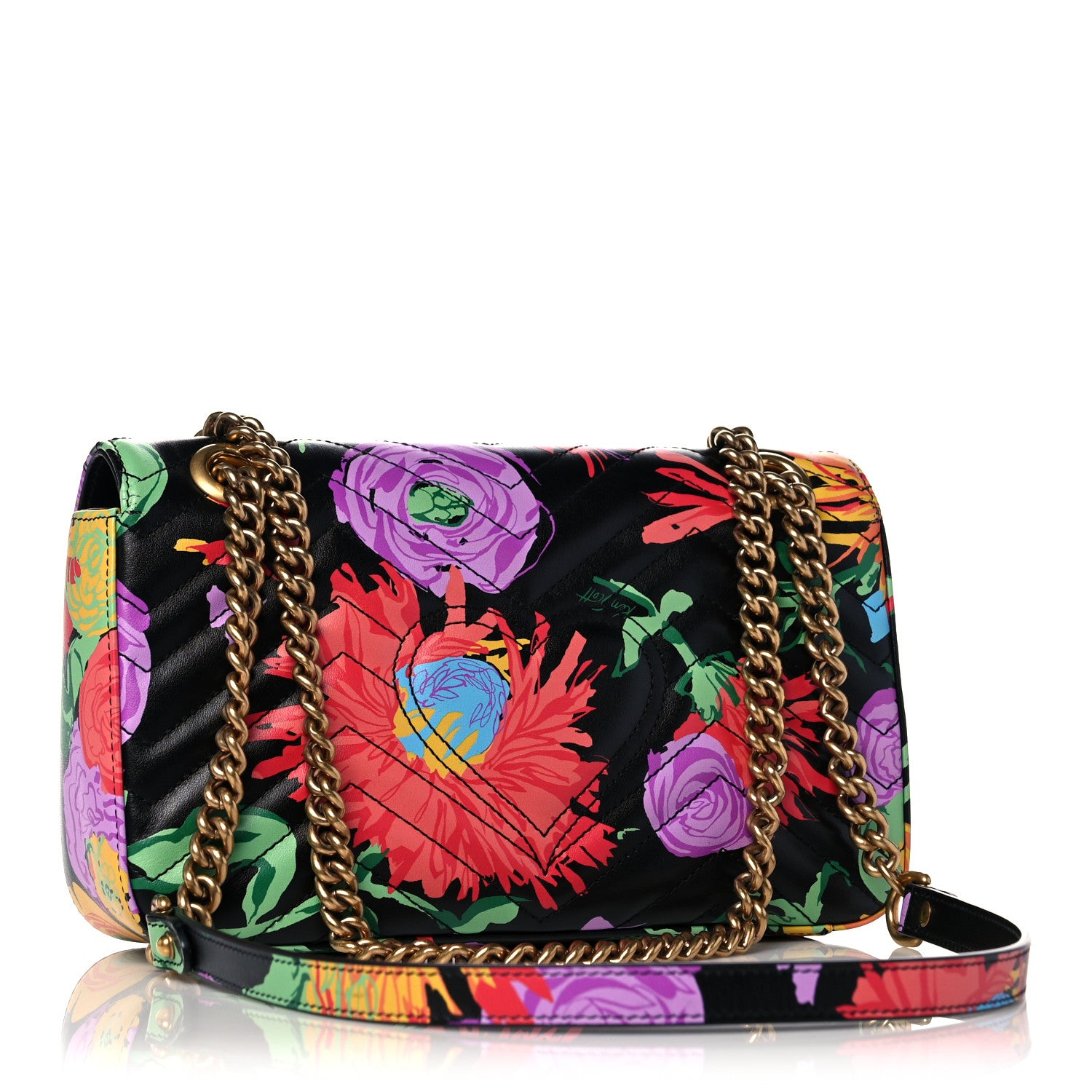 Gucci X KEN SCOTT Calfskin Matelasse Floral Small GG Marmont