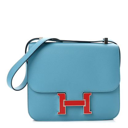 Hermes Epsom Enamel Constance 24 Bleu Du Nord Rouge 1 of 13