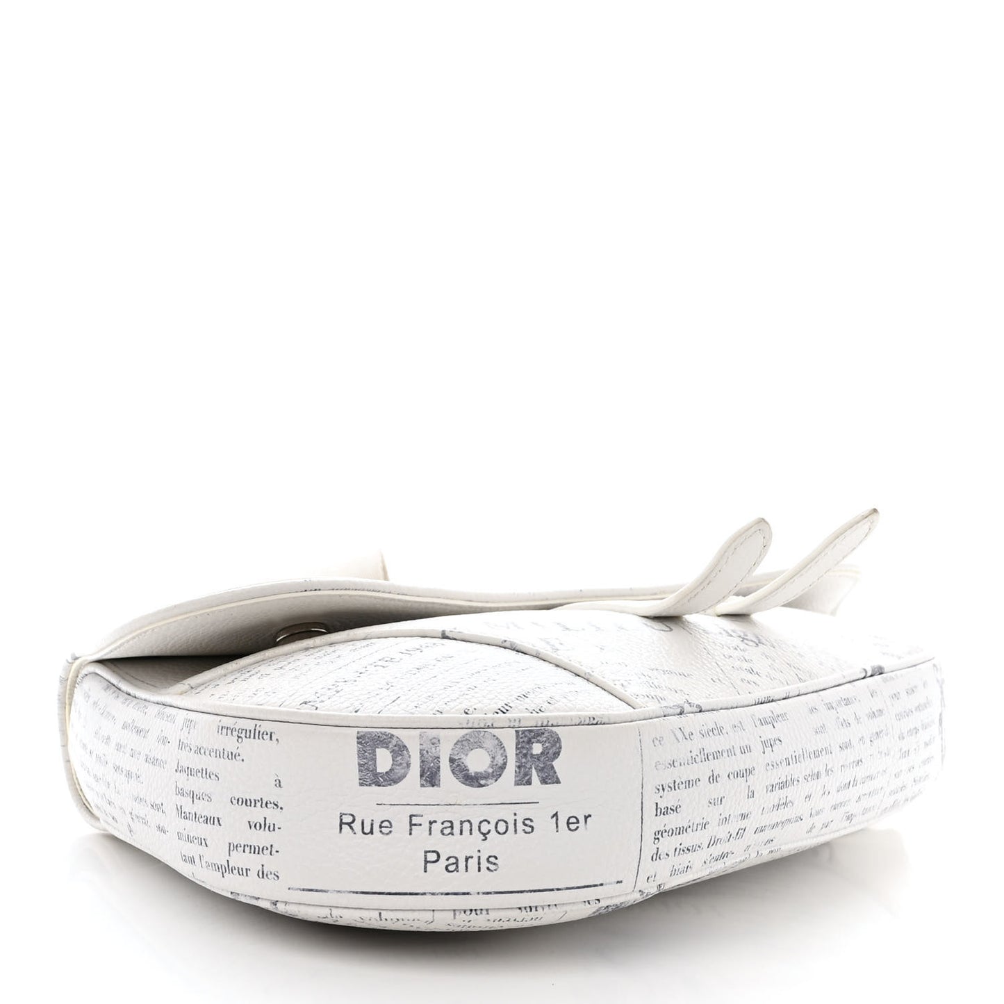 X Daniel Arsham Grained Calfskin Newspaper Print Saddle Bag White